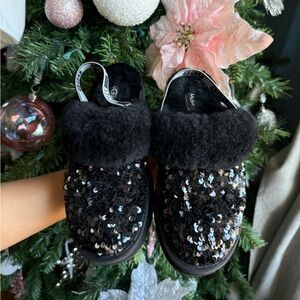 UGG Kids Black Sequin Slippers